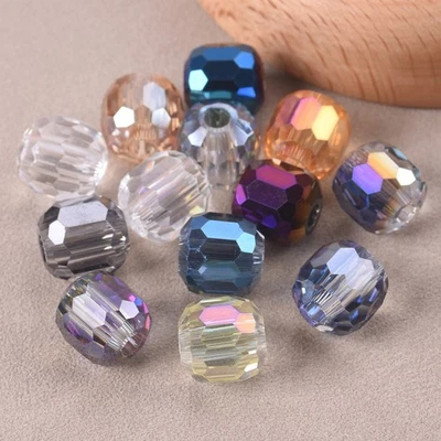 10pcs Cylinder Round 8mm 10mm 12mm 14mm Crystal Glass Faceted Loose Beads Lot - Image 1 of 4