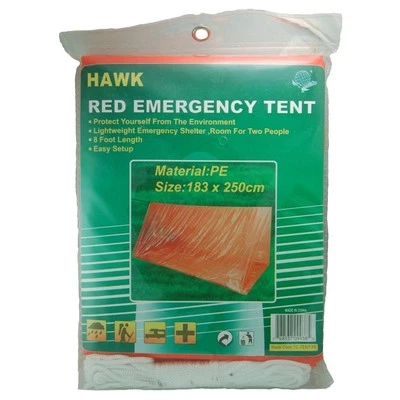 Tienda tubo de emergencia Hawk (TC-TENT-PE) roja/naranja camping, embalaje trasero, coche_ Foto 1 de 4
