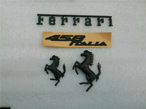 Ferrari 458 Italia Front & Rear Bumper Horse Badge Emblem Black New 4 PCS