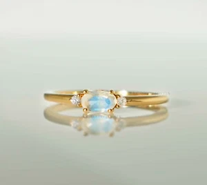 Dainty Blue Moonstone Ring 925 Sterling Silver Handmade Engagement Ring All Size - Picture 1 of 5