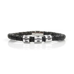 Bracciale In Pelle Triathlon con Perline Nome Stampate A Mano Personalizzate - Foto 1 di 5