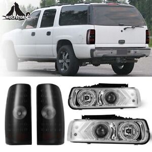 Headlights and LED Tail Lights Set Fits 2000-2006 Chevy Suburban 1500 2500 Tahoe