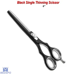 Barber Hair Thinning Scissor Full Black Barber Hair Cutting Single Edge Scissors - Picture 1 of 5