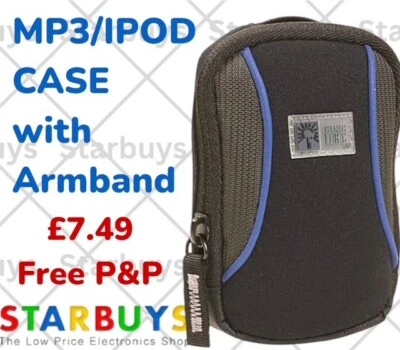 IPOD/MP3 Case With Active Armband strap & Zip closure - Black/Blue - Image 1 of 4