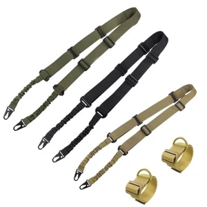 Tactical 2 Point Rifle Sling Gun Shoulder Strap & 2PCS ButtStock D-Ring Adapter - Picture 1 of 15