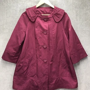 Ambition Womens Swing Coat Size Large Light Plum Round Collar Fabric Buttons - Picture 1 of 15