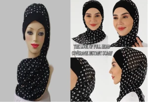 Hermosa bufanda instantánea Hijab hecha de 14"WX68"L blanco y negro - Imagen 1 de 8