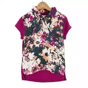 La Martina Women Purple 100% Silk Short Sleeve Polo Shirt Top Blouse Size 2 - S - Picture 1 of 9