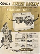 1959 Speed Queen Washer Dryer VTG 1950s PRINT AD Wash & Dry In Stainless Steel