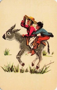 "Typical Mexican Views" Children on Donkey Vintage Unused PC - Picture 1 of 2