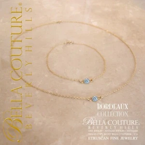 $595 NEU 18K GOLD VERSTELLBAR 18" 16" AQUAMARIN HALSKETTE CHARM 14K ANHÄNGER KETTE - Bild 1 von 24