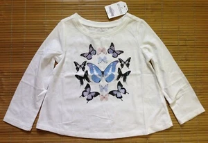 Butterfly Tee, Multicolor/white background, Sizes: 2T and 18-24 Months - Picture 1 of 3