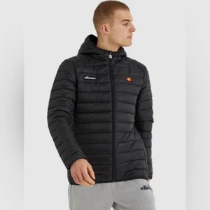ellesse Men’s Black Lombardy Hooded Full Zip Padded Puffer Jacket Size Small - Picture 1 of 14