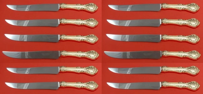 Juego personalizado de cuchillos para carne de plata esterlina King Edward de Gorham 12 piezas 8 1/2" Foto 1 de 1