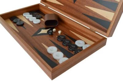 Traditional Mahogany wood 19" Backgammon Set - Handmade in Greece - Image 1 of 3