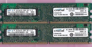 2GB 2x1GB PC2-5300 CRUCIAL CT12864AA667.K8FK SAMSUNG M378T2863QZS-CE6 DDR2-667 - Picture 1 of 2