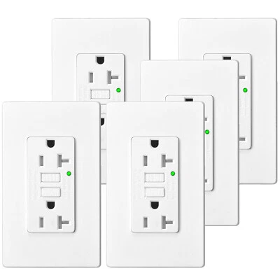 20Amp GFCI Outlet Receptacle LED Indicator Ground Fault Circuit Interrupter 5PCS - Image 1 of 4