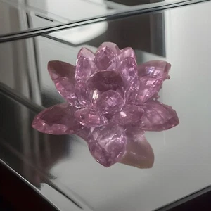 Kristall rosa/rose Seerose groß Home Deco Vintage 4 1/2" Tischplatte wunderschön - Bild 1 von 12