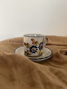 Vintage Otagiri-Style Speckled Stoneware Mug Hand Painted Flowers Made In Korea - Picture 1 of 3