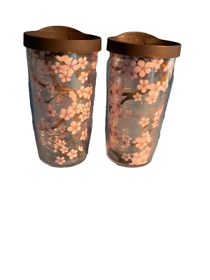 Copos de viagem Tervis Cherry Blossom 16 oz bebidas quentes/frias com tampas/DOIS! - Imagem 1 de 4