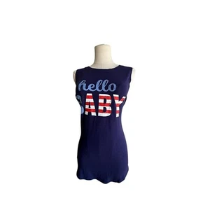 Isabel Maternity Tank Top Hello Baby Patriotic Sleeveless Blue Size S - Picture 1 of 13