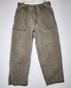 Vintage Abercrombie Fitch Pant Olive Green Baggy Y2K Skater 90s Sz 32R - Picture 1 of 16