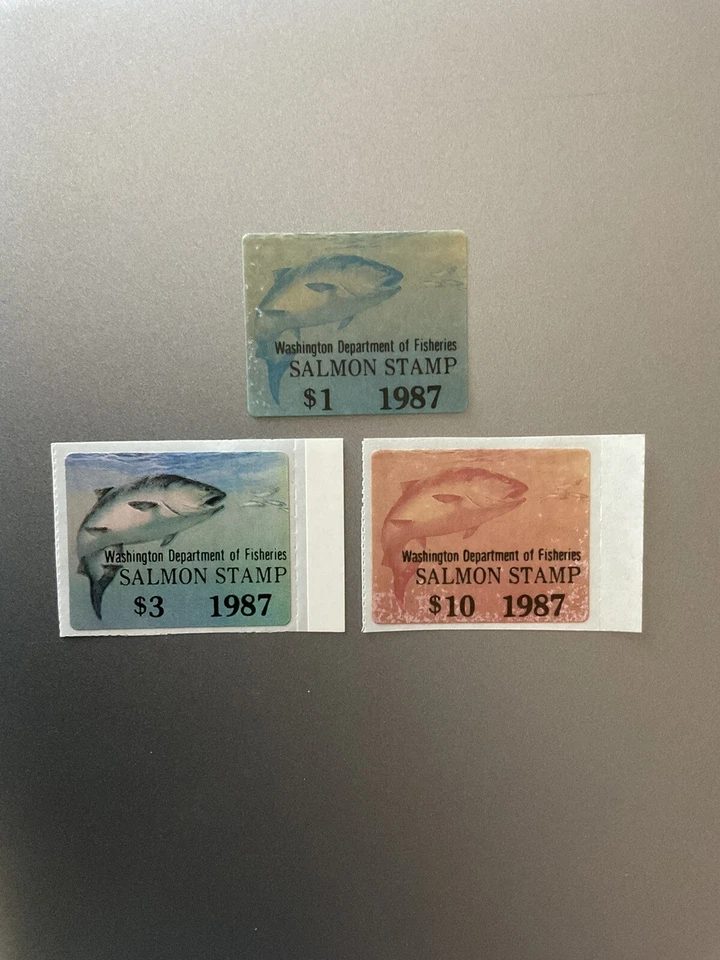 1987 Washington Salmon Stamps ($1 no backing) MNH  Free Shipping - Image 1 of 1