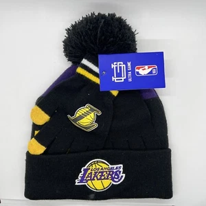 NBA Ultra Game Los Angeles Lakers Knit Beanie And Gloves Cap One Size OSFM - NWT - Picture 1 of 4