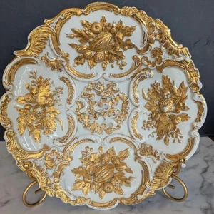 MEISSEN 23Cm Gold Relief Cabinet Plate Rococo - Picture 1 of 10