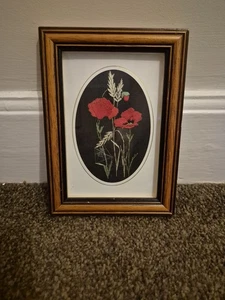 Delicate Vintage Embroidery Picture Poppy Cobweb Grass By Jenny Rutherford - Picture 1 of 6