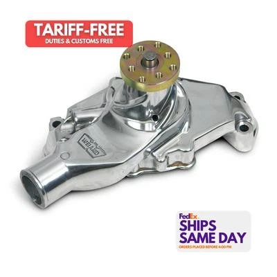 Weiand 9208P, One Polished Aluminum Sbc Action Plus W/P - Short- Polished Perfor - Image 1 of 4