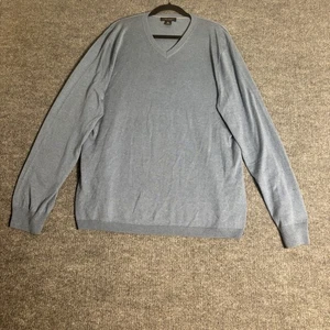 Banana Republic V-Neck Sweater Mens Medium Blue Silk Cashmere Pullover - Picture 1 of 12