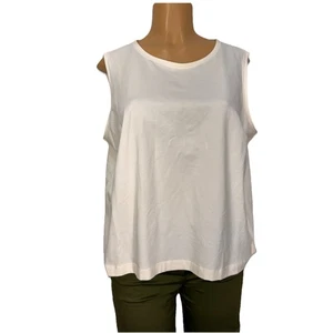 Camiseta sin mangas Eileen Fisher algodón orgánico marfil mujer talla grande 1X camisa informal cami - Imagen 1 de 14