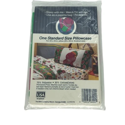 Funda de almohada BARNEY The Dinosaur 1992 tamaño estándar sellada Y2K Kidcore nueva de colección Foto 1 de 4