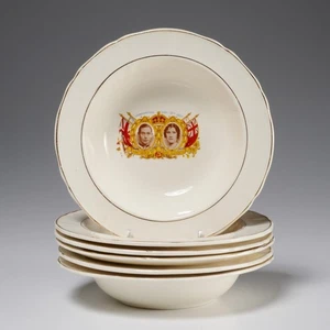 King George Queen Elizabeth 1937 Coronation 6 Commemorative Bowls Alfred Meakin - Picture 1 of 7