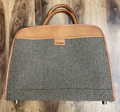 HARTMANN TWEED Y CUERO BOLSO DE MANO DURANTE LA NOCHE FIN DE SEMANA MALETA CON CORREA Foto 1 de 4