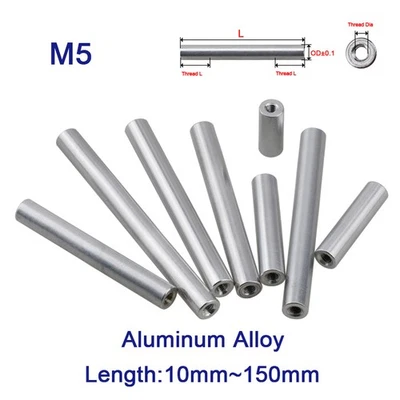 Gewindemuffen M5 Rund Verbindungsmutter Langmutter Distanzmuffen Aluminium - Bild 1 von 4