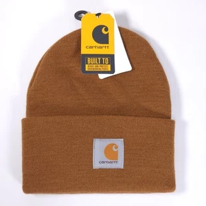 Carhartt Tejido Puños Gorro Invierno Gorra Sombrero Marrón Unisex Nuevo - Imagen 1 de 2
