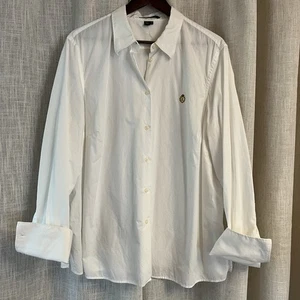 Lauren Ralph Lauren Mujer 2x Blanco Con Botones Cresta Puño Francés Dinero Antiguo Preppy - Imagen 1 de 12