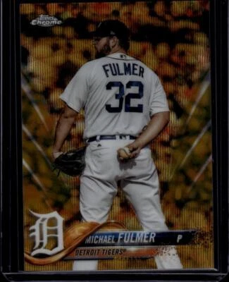 2018 Topps Chrome Refractors Gold Wave #176 Michael Fulmer 48/50 Detroit Tigers Foto 1 de 2