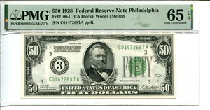 Fr 2100-C 1928 $50 Federal Reserve PMG 65 EPQ GEM UNCIRCULATED - Picture 1 of 2