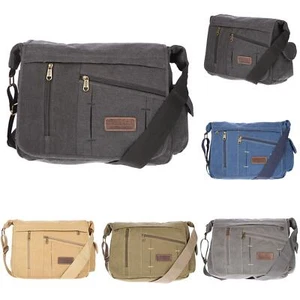 Große XL Herren Damen Tasche Messenger Bag Umhängetasche Laptoptasche Canvas - Picture 1 of 77