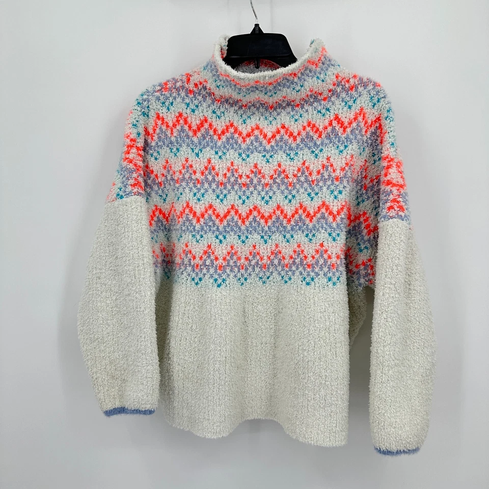 Pilcro Anthropologie Sweater Womens 1x White Purple Winter Fair Isle Icelandic - Image 1 of 4