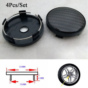 4Pcs 60mm/58mm Carbon Fiber Pattern Car Wheel Center Hub Caps Decorative Covers
