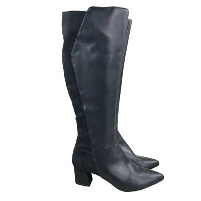 Botas hasta la rodilla Tahari para mujer talla 7,5 Bellary negras imitación cuero punta Foto 1 de 4