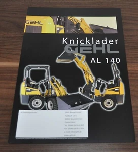 Gehl AL 140 Knicklader Compact Cargador Especificaciones Folleto Folleto D - Imagen 1 de 2