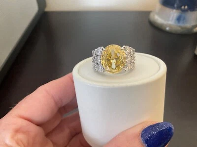 Bomb Party Ring  SZ 7   RG32121 Cocktail Anyone ? Lemon CZ  Rhodium plated - Image 1 of 4
