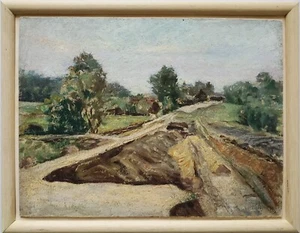 Oil paintings paintings landscape Bach moor trees Bernhard Huys Worpswede signed 48 - Picture 1 of 11