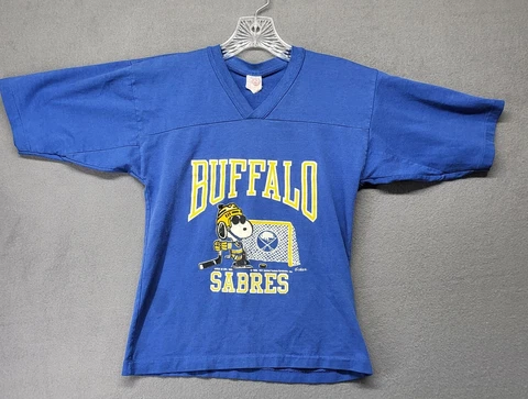 1988 Artex Snoopy Buffalo Sabres Youth Large Graphic Jersey Style V T-Shirt Cover