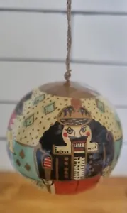 Christmas vintage Nut Cracker Ornament Handpainted paper mache 4in made in India - Picture 1 of 8